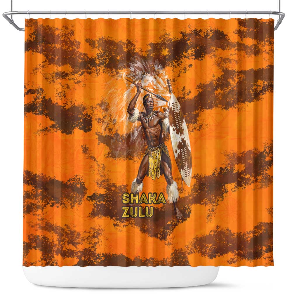 Shaka Zulu Shower Curtain Warrior Fiery Roaring Lion - Never Retreat Never Surrender African Strength and Courage - Wonder Print Shop
