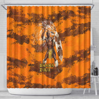 Shaka Zulu Shower Curtain Warrior Fiery Roaring Lion - Never Retreat Never Surrender African Strength and Courage - Wonder Print Shop