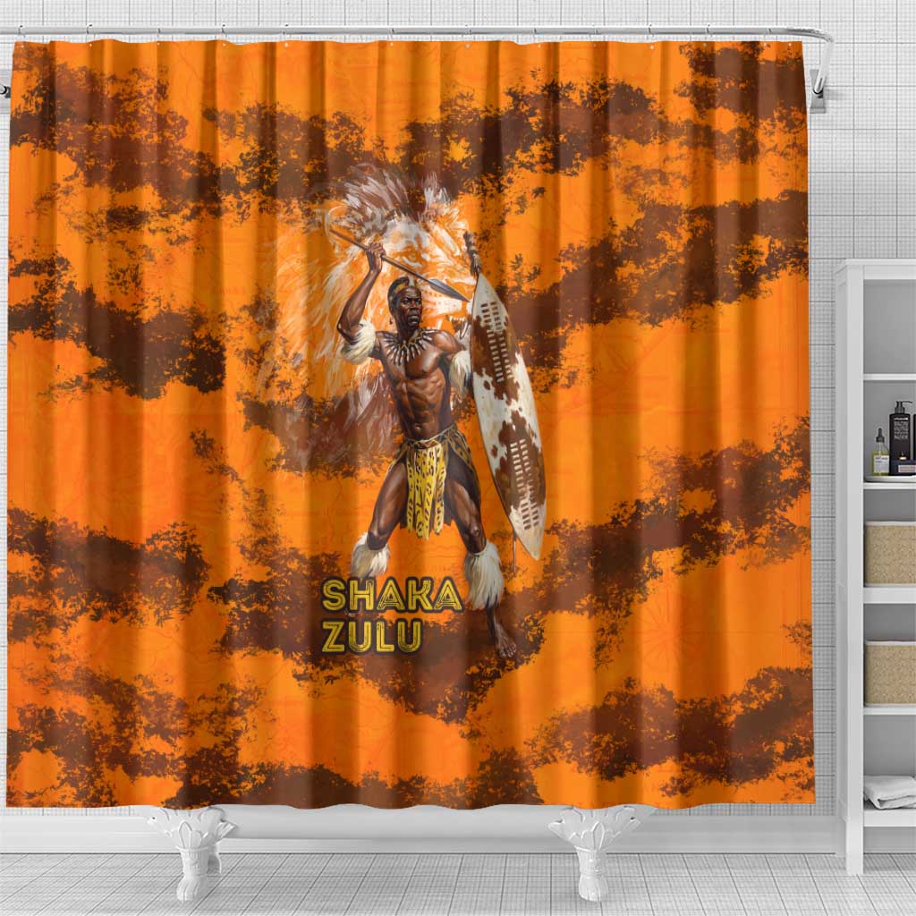 Shaka Zulu Shower Curtain Warrior Fiery Roaring Lion - Never Retreat Never Surrender African Strength and Courage - Wonder Print Shop