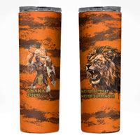 Shaka Zulu Skinny Tumbler Warrior Fiery Roaring Lion - Never Retreat Never Surrender African Strength and Courage - Wonder Print Shop