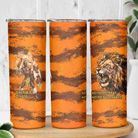 Shaka Zulu Skinny Tumbler Warrior Fiery Roaring Lion - Never Retreat Never Surrender African Strength and Courage - Wonder Print Shop