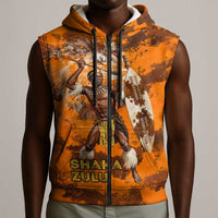 Shaka Zulu Sleeveless Zip Hoodie Warrior Fiery Roaring Lion - Never Retreat Never Surrender African Strength and Courage - Wonder Print Shop