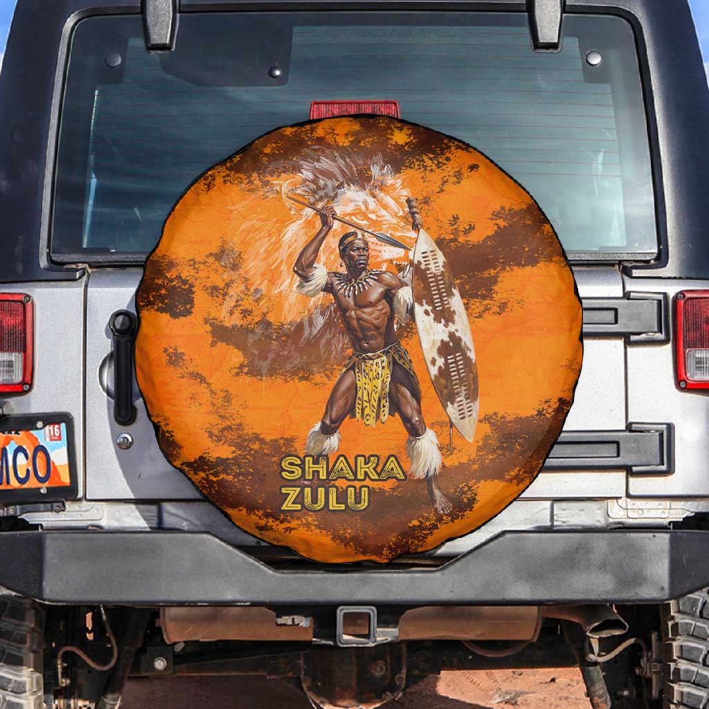 Shaka Zulu Spare Tire Cover Warrior Fiery Roaring Lion - Never Retreat Never Surrender African Strength and Courage - Wonder Print Shop