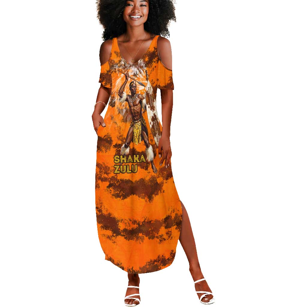 Shaka Zulu Summer Maxi Dress Warrior Fiery Roaring Lion - Never Retreat Never Surrender African Strength and Courage - Wonder Print Shop
