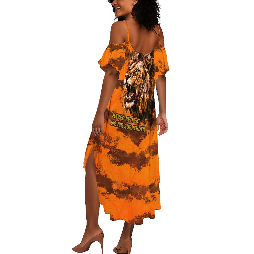 Shaka Zulu Summer Maxi Dress Warrior Fiery Roaring Lion - Never Retreat Never Surrender African Strength and Courage - Wonder Print Shop