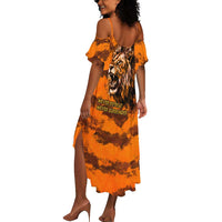 Shaka Zulu Summer Maxi Dress Warrior Fiery Roaring Lion - Never Retreat Never Surrender African Strength and Courage - Wonder Print Shop