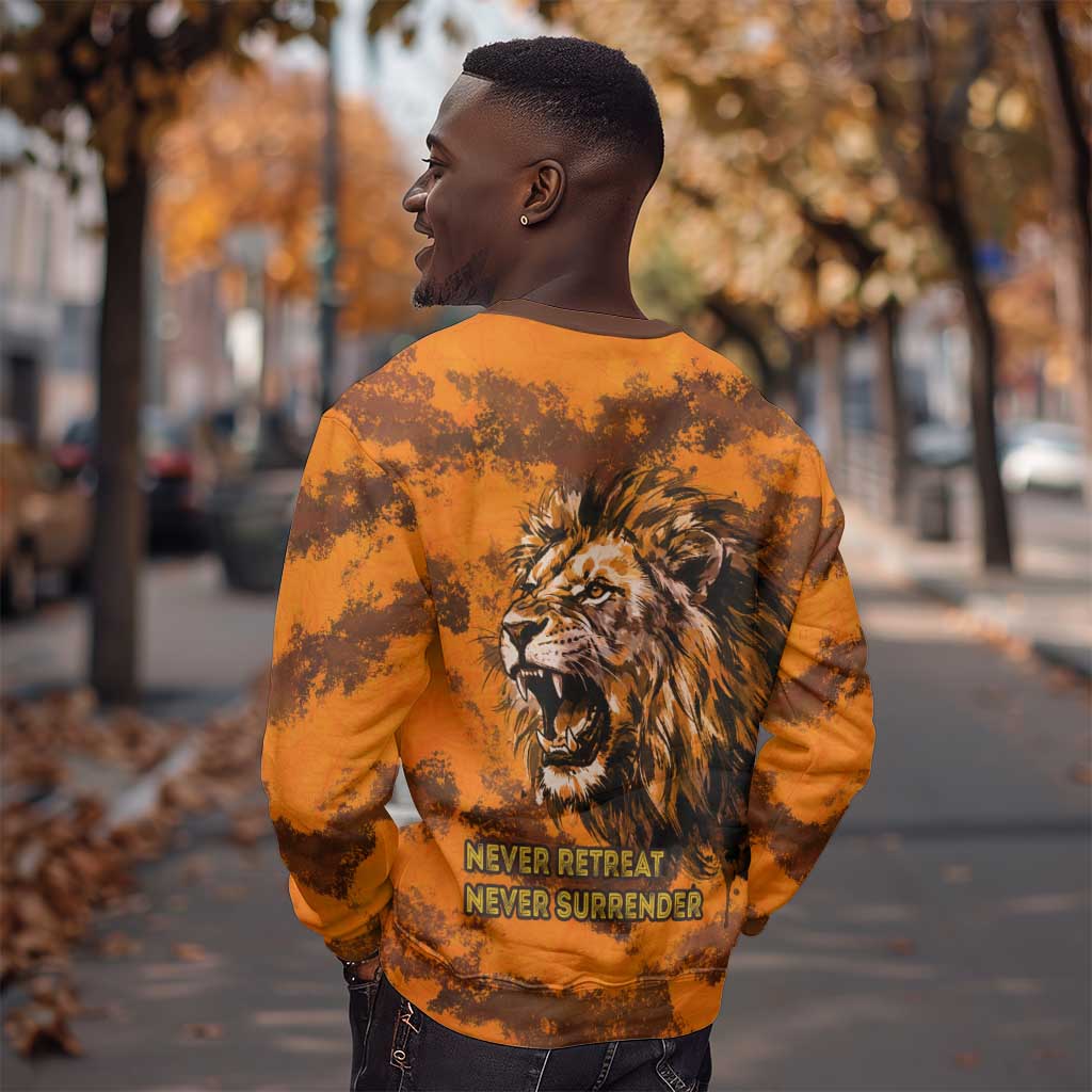 Shaka Zulu Sweatshirt Warrior Fiery Roaring Lion - Never Retreat Never Surrender African Strength and Courage - Wonder Print Shop