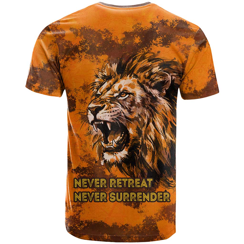 Shaka Zulu T shirt Warrior Fiery Roaring Lion - Never Retreat Never Surrender African Strength and Courage - Wonder Print Shop