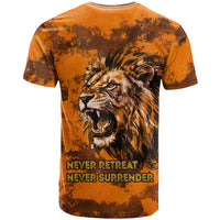 Shaka Zulu T shirt Warrior Fiery Roaring Lion - Never Retreat Never Surrender African Strength and Courage - Wonder Print Shop
