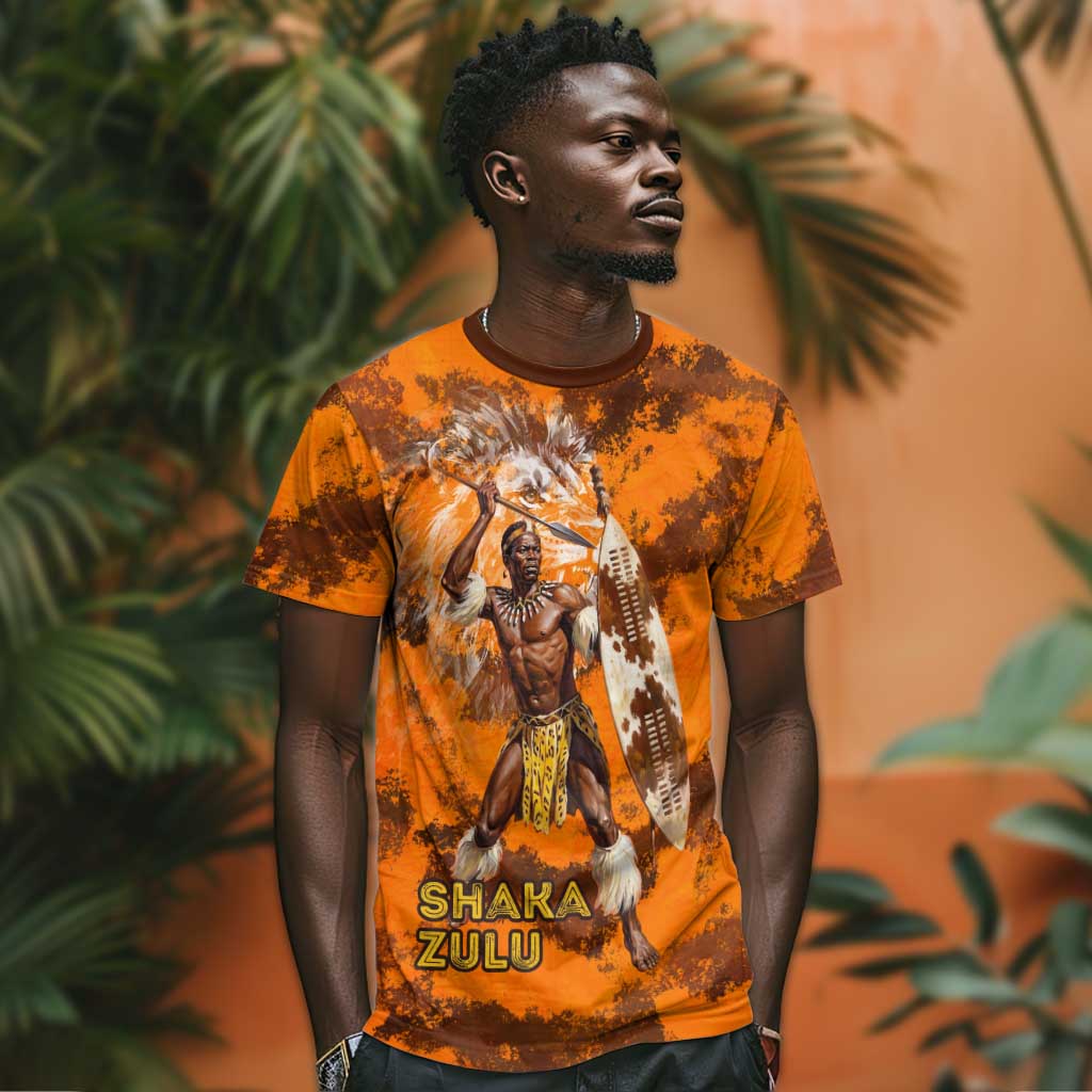 Shaka Zulu T shirt Warrior Fiery Roaring Lion - Never Retreat Never Surrender African Strength and Courage - Wonder Print Shop