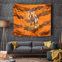 Shaka Zulu Tapestry Warrior Fiery Roaring Lion - Never Retreat Never Surrender African Strength and Courage - Wonder Print Shop