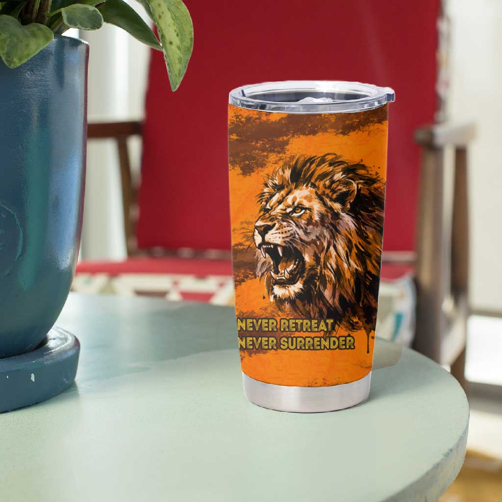 Shaka Zulu Tumbler Cup Warrior Fiery Roaring Lion - Never Retreat Never Surrender African Strength and Courage - Wonder Print Shop