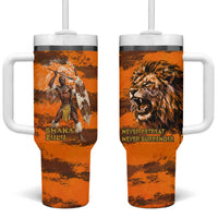 Shaka Zulu Tumbler With Handle Warrior Fiery Roaring Lion - Never Retreat Never Surrender African Strength and Courage - Wonder Print Shop