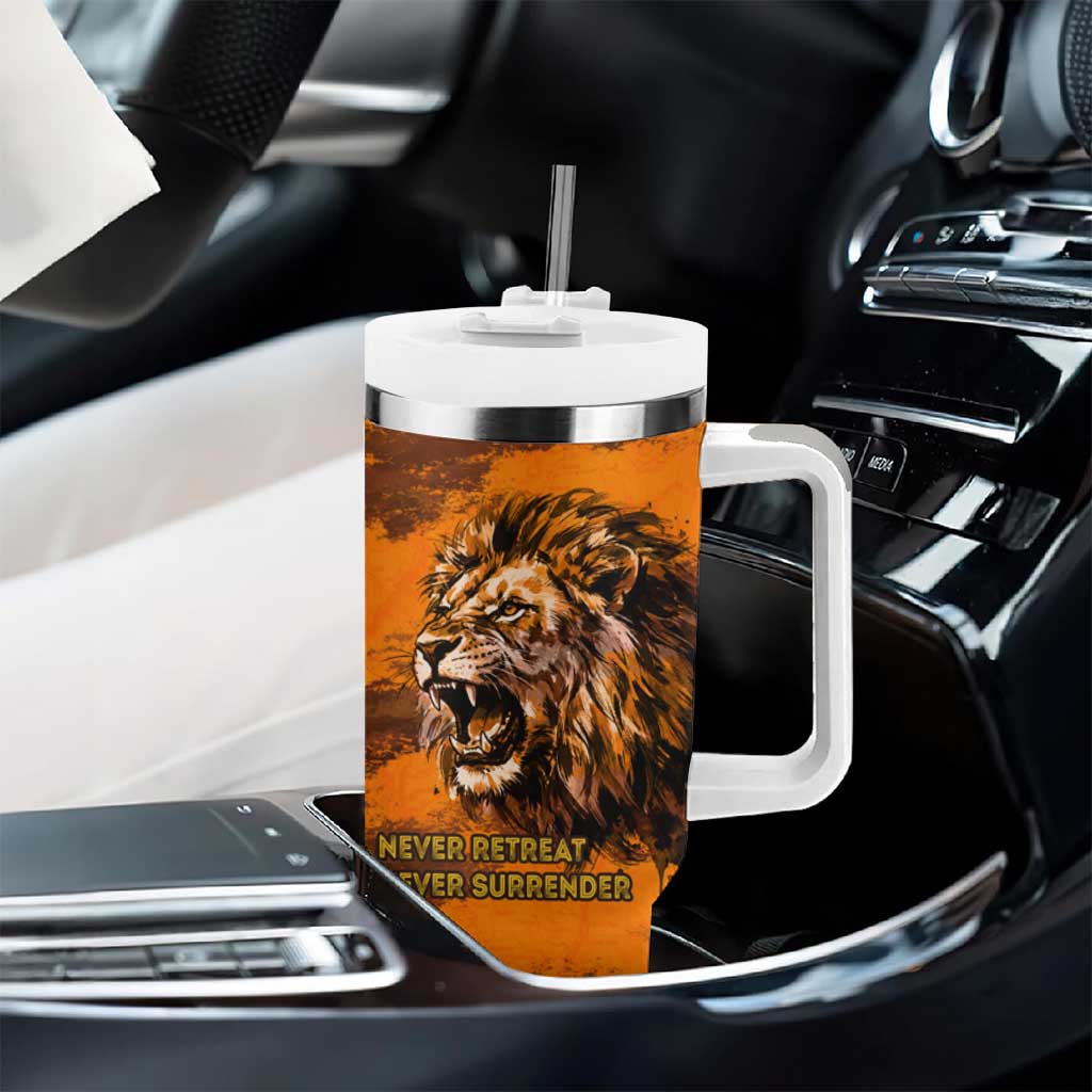 Shaka Zulu Tumbler With Handle Warrior Fiery Roaring Lion - Never Retreat Never Surrender African Strength and Courage - Wonder Print Shop