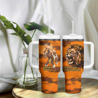 Shaka Zulu Tumbler With Handle Warrior Fiery Roaring Lion - Never Retreat Never Surrender African Strength and Courage - Wonder Print Shop