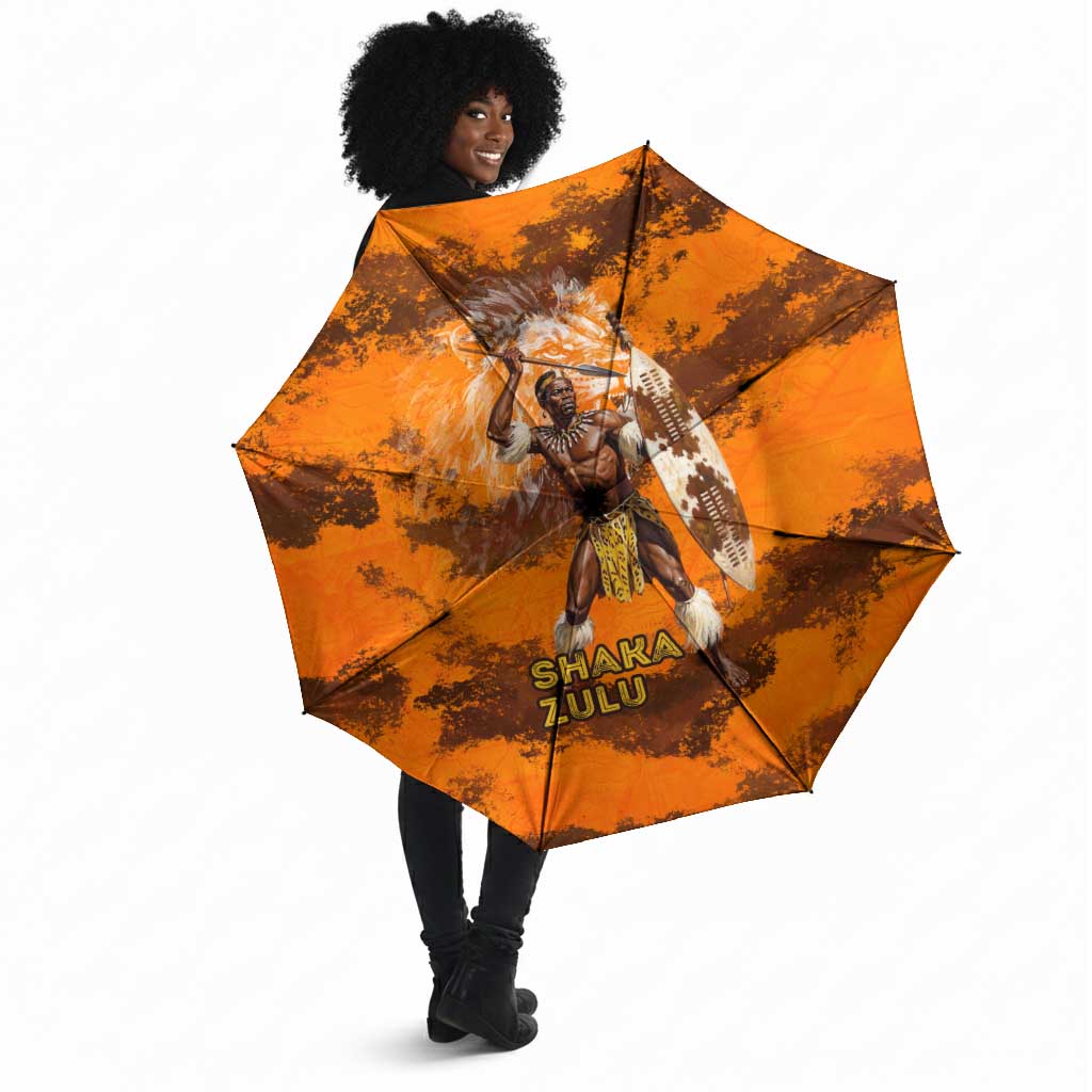 Shaka Zulu Umbrella Warrior Fiery Roaring Lion - Never Retreat Never Surrender African Strength and Courage - Wonder Print Shop