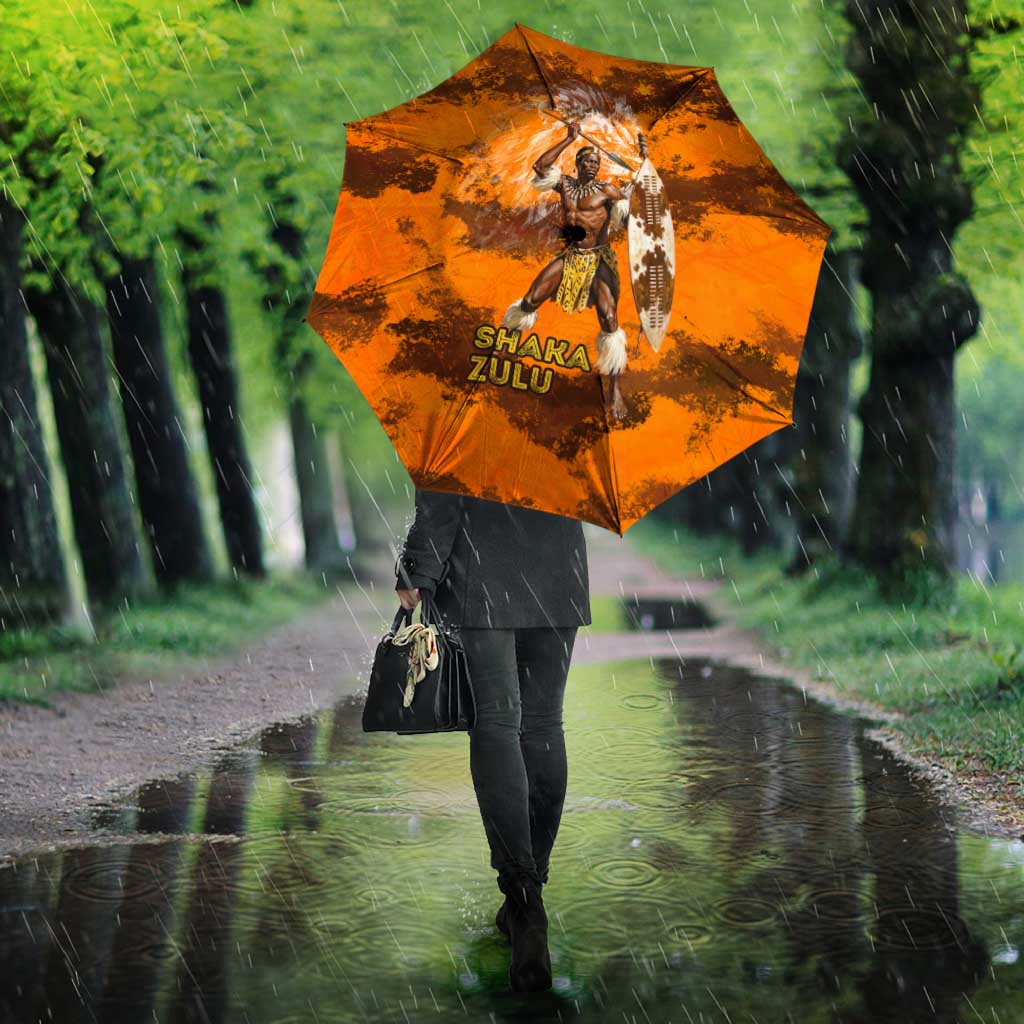 Shaka Zulu Umbrella Warrior Fiery Roaring Lion - Never Retreat Never Surrender African Strength and Courage - Wonder Print Shop