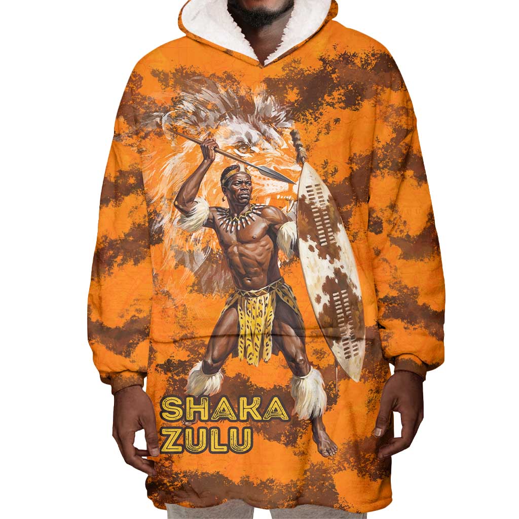 Shaka Zulu Wearable Blanket Hoodie Warrior Fiery Roaring Lion - Never Retreat Never Surrender African Strength and Courage - Wonder Print Shop