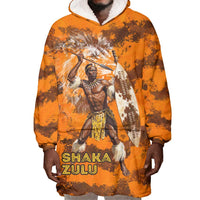 Shaka Zulu Wearable Blanket Hoodie Warrior Fiery Roaring Lion - Never Retreat Never Surrender African Strength and Courage - Wonder Print Shop