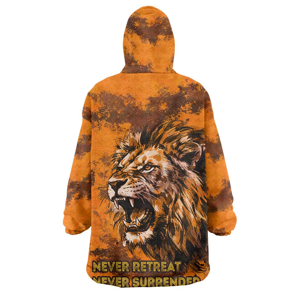 Shaka Zulu Wearable Blanket Hoodie Warrior Fiery Roaring Lion - Never Retreat Never Surrender African Strength and Courage - Wonder Print Shop