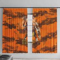 Shaka Zulu Window Curtain Warrior Fiery Roaring Lion - Never Retreat Never Surrender African Strength and Courage - Wonder Print Shop