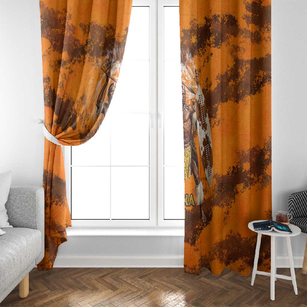 Shaka Zulu Window Curtain Warrior Fiery Roaring Lion - Never Retreat Never Surrender African Strength and Courage - Wonder Print Shop