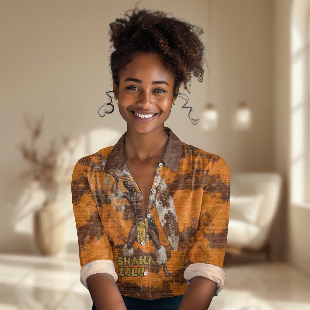 Shaka Zulu Women Casual Shirt Warrior Fiery Roaring Lion - Never Retreat Never Surrender African Strength and Courage - Wonder Print Shop