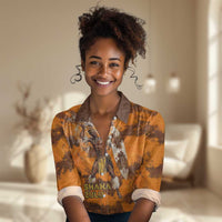 Shaka Zulu Women Casual Shirt Warrior Fiery Roaring Lion - Never Retreat Never Surrender African Strength and Courage - Wonder Print Shop