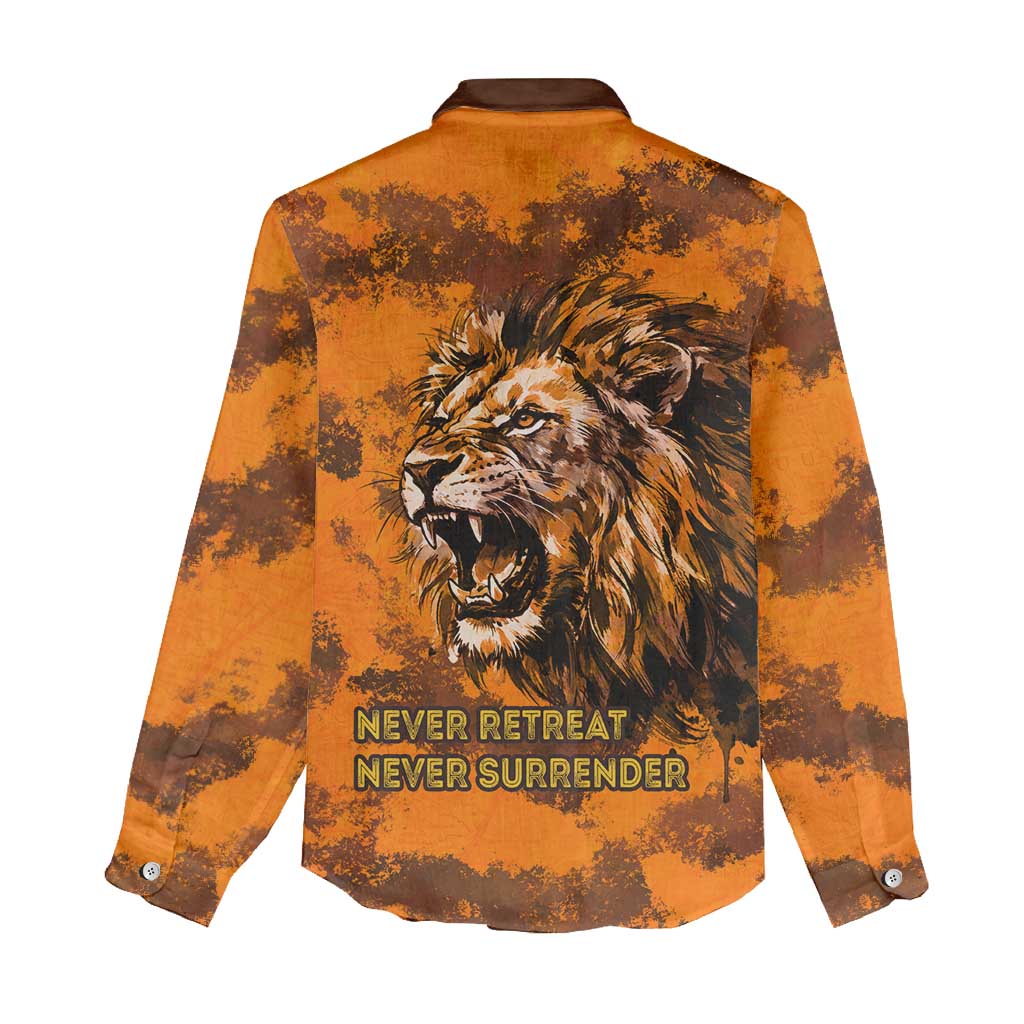 Shaka Zulu Women Casual Shirt Warrior Fiery Roaring Lion - Never Retreat Never Surrender African Strength and Courage - Wonder Print Shop