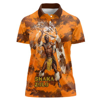 Shaka Zulu Women Polo Shirt Warrior Fiery Roaring Lion - Never Retreat Never Surrender African Strength and Courage - Wonder Print Shop