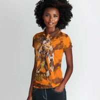 Shaka Zulu Women Polo Shirt Warrior Fiery Roaring Lion - Never Retreat Never Surrender African Strength and Courage - Wonder Print Shop