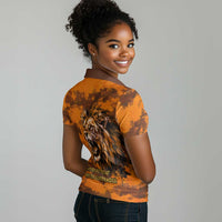 Shaka Zulu Women Polo Shirt Warrior Fiery Roaring Lion - Never Retreat Never Surrender African Strength and Courage - Wonder Print Shop