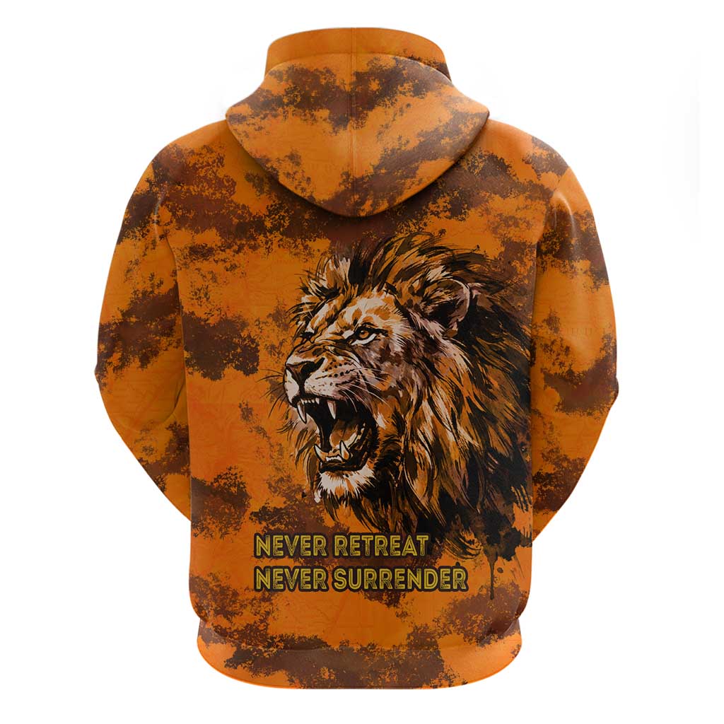 Shaka Zulu Zip Hoodie Warrior Fiery Roaring Lion - Never Retreat Never Surrender African Strength and Courage - Wonder Print Shop