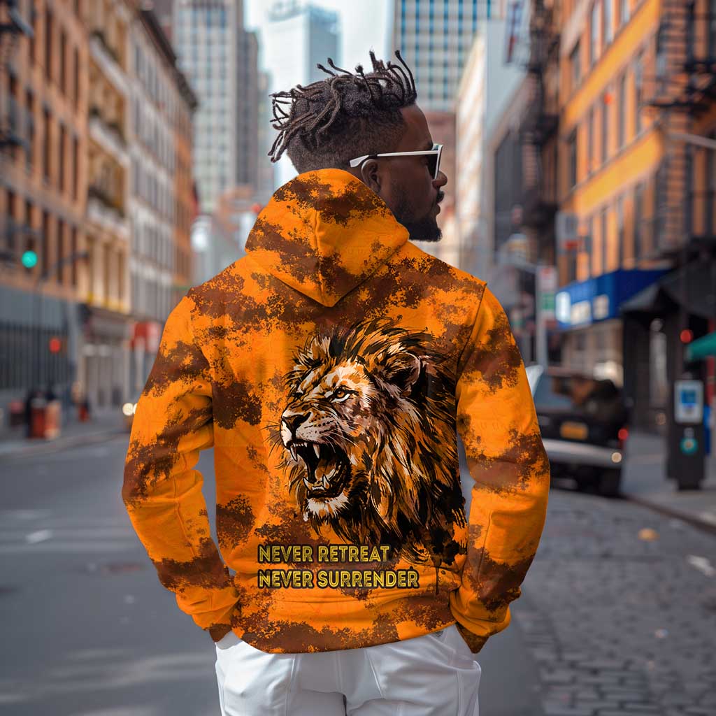 Shaka Zulu Zip Hoodie Warrior Fiery Roaring Lion - Never Retreat Never Surrender African Strength and Courage - Wonder Print Shop