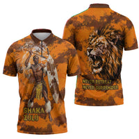 Shaka Zulu Zipper Polo Shirt Warrior Fiery Roaring Lion - Never Retreat Never Surrender African Strength and Courage - Wonder Print Shop