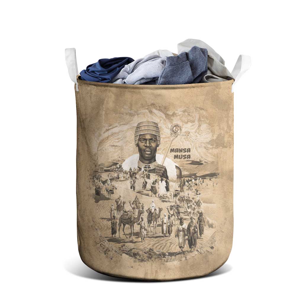Mansa Musa Laundry Basket Sepia Map Historic Pilgrimage Empire Expedition 1324 African Royalty Legacy - Wonder Print Shop