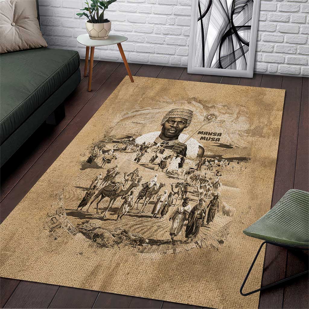 Mansa Musa Area Rug Sepia Map Historic Pilgrimage Empire Expedition 1324 African Royalty Legacy - Wonder Print Shop