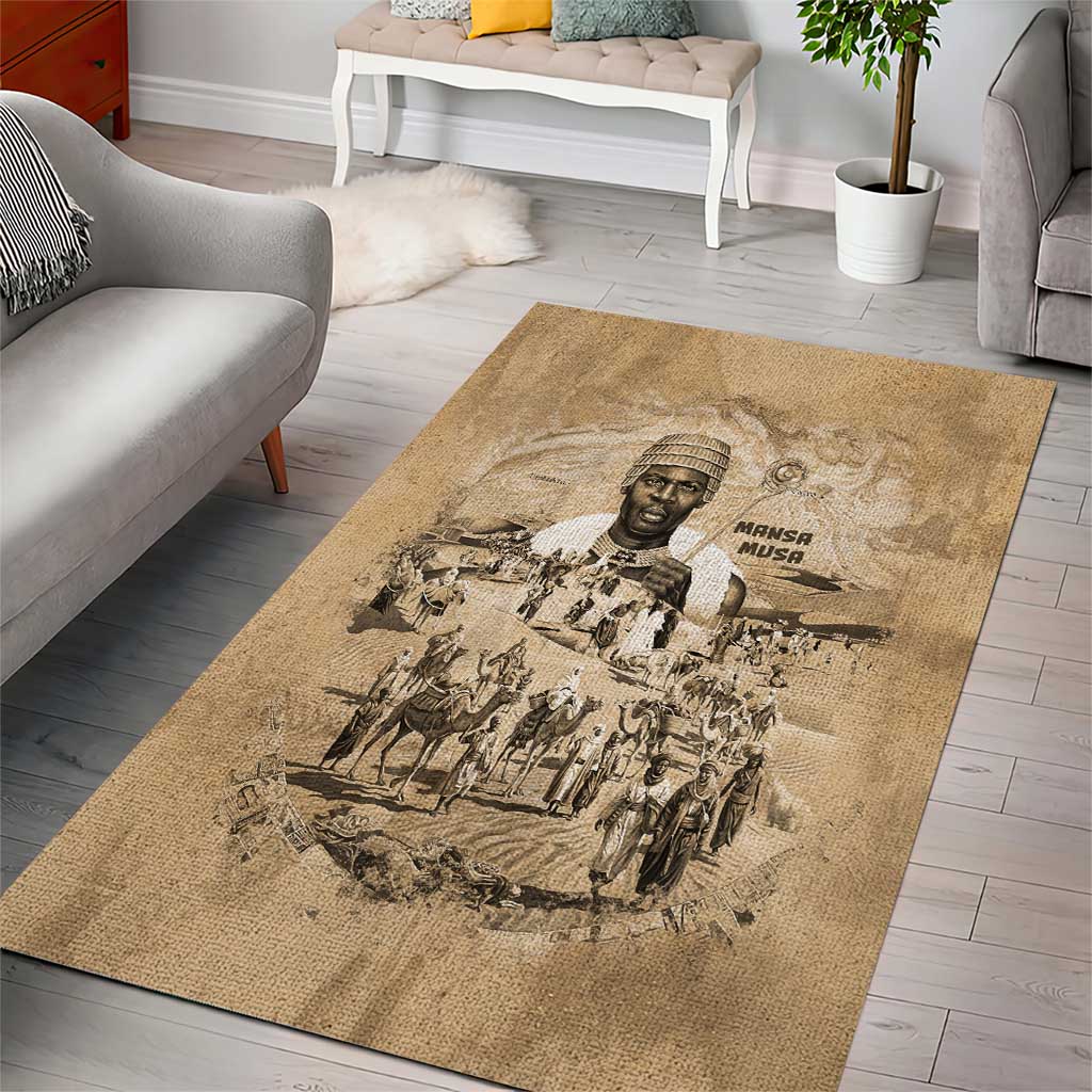 Mansa Musa Area Rug Sepia Map Historic Pilgrimage Empire Expedition 1324 African Royalty Legacy - Wonder Print Shop