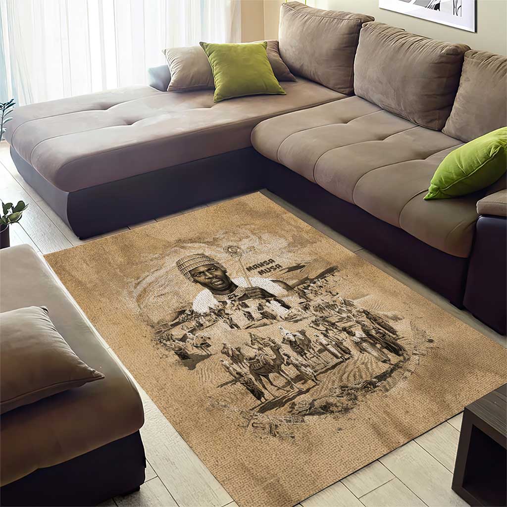 Mansa Musa Area Rug Sepia Map Historic Pilgrimage Empire Expedition 1324 African Royalty Legacy - Wonder Print Shop