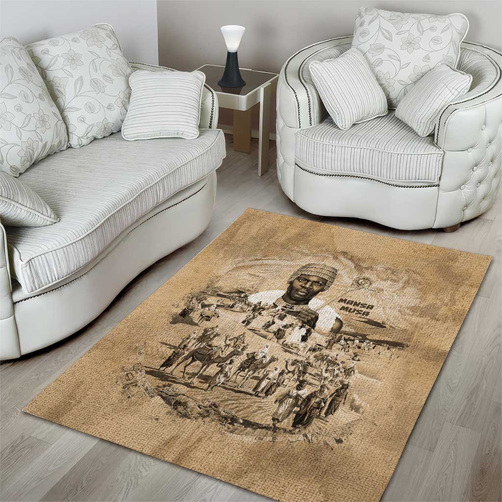 Mansa Musa Area Rug Sepia Map Historic Pilgrimage Empire Expedition 1324 African Royalty Legacy - Wonder Print Shop