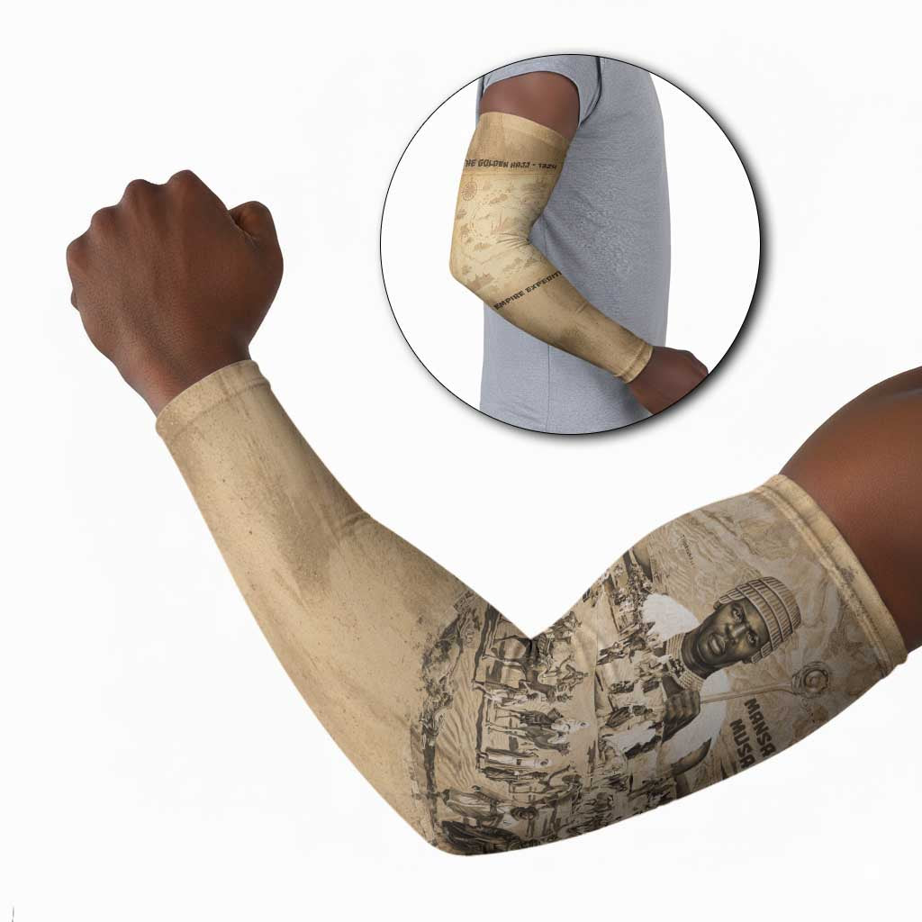Mansa Musa Arm Sleeves Sepia Map Historic Pilgrimage Empire Expedition 1324 African Royalty Legacy - Wonder Print Shop