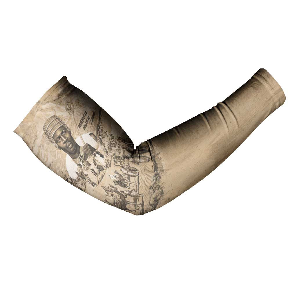 Mansa Musa Arm Sleeves Sepia Map Historic Pilgrimage Empire Expedition 1324 African Royalty Legacy - Wonder Print Shop