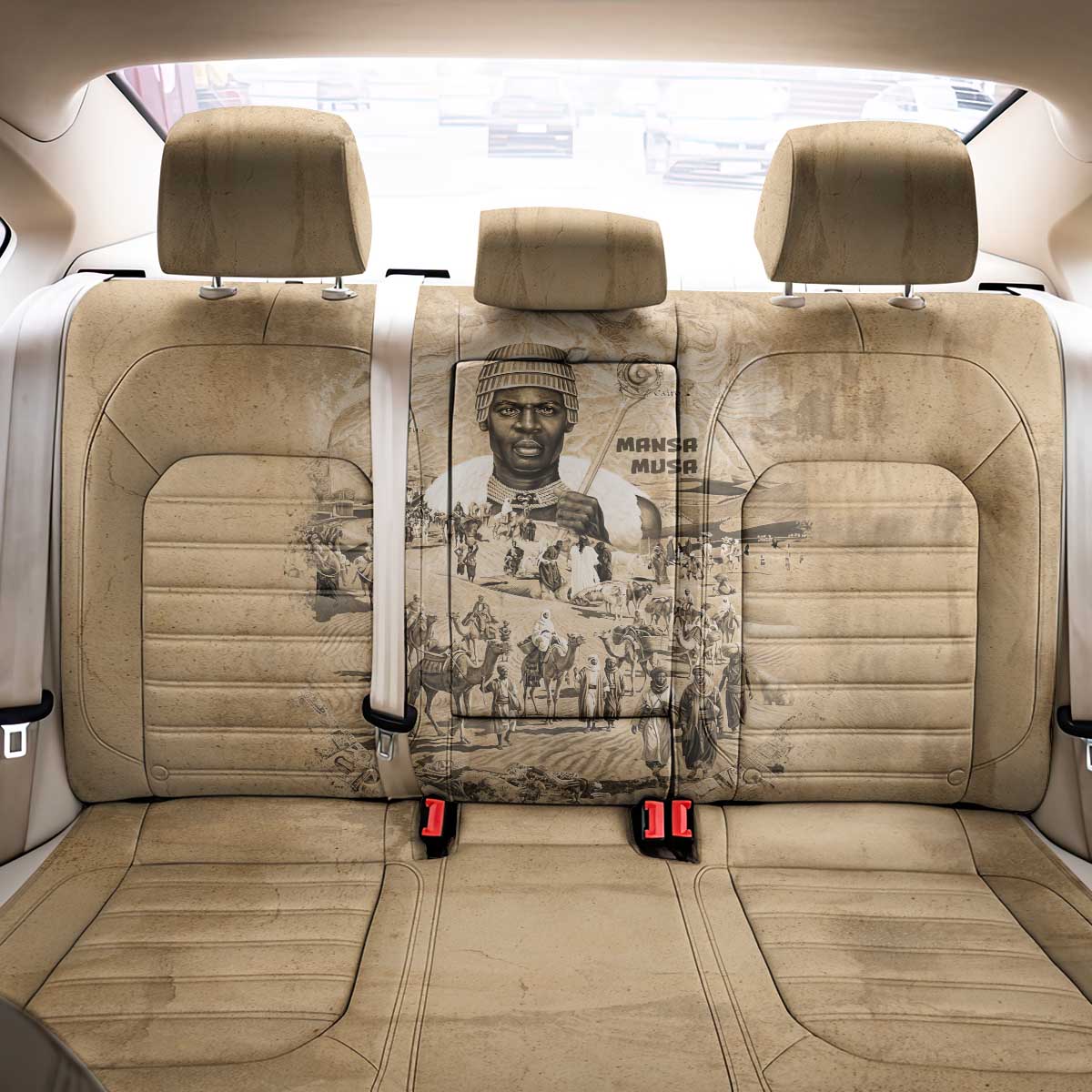 Mansa Musa Back Car Seat Cover Sepia Map Historic Pilgrimage Empire Expedition 1324 African Royalty Legacy - Wonder Print Shop