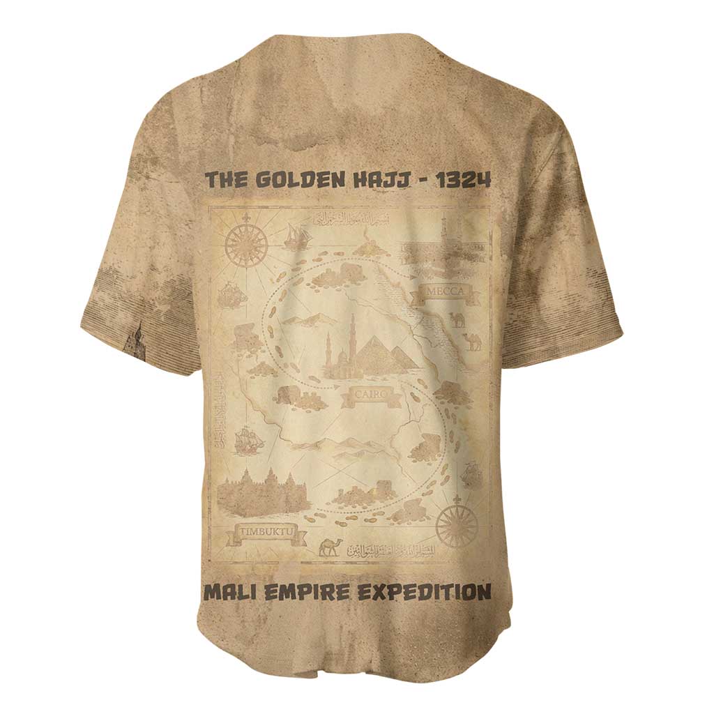 Mansa Musa Baseball Jersey Sepia Map Historic Pilgrimage Empire Expedition 1324 African Royalty Legacy - Wonder Print Shop