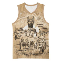 Mansa Musa Basketball Jersey Sepia Map Historic Pilgrimage Empire Expedition 1324 African Royalty Legacy - Wonder Print Shop