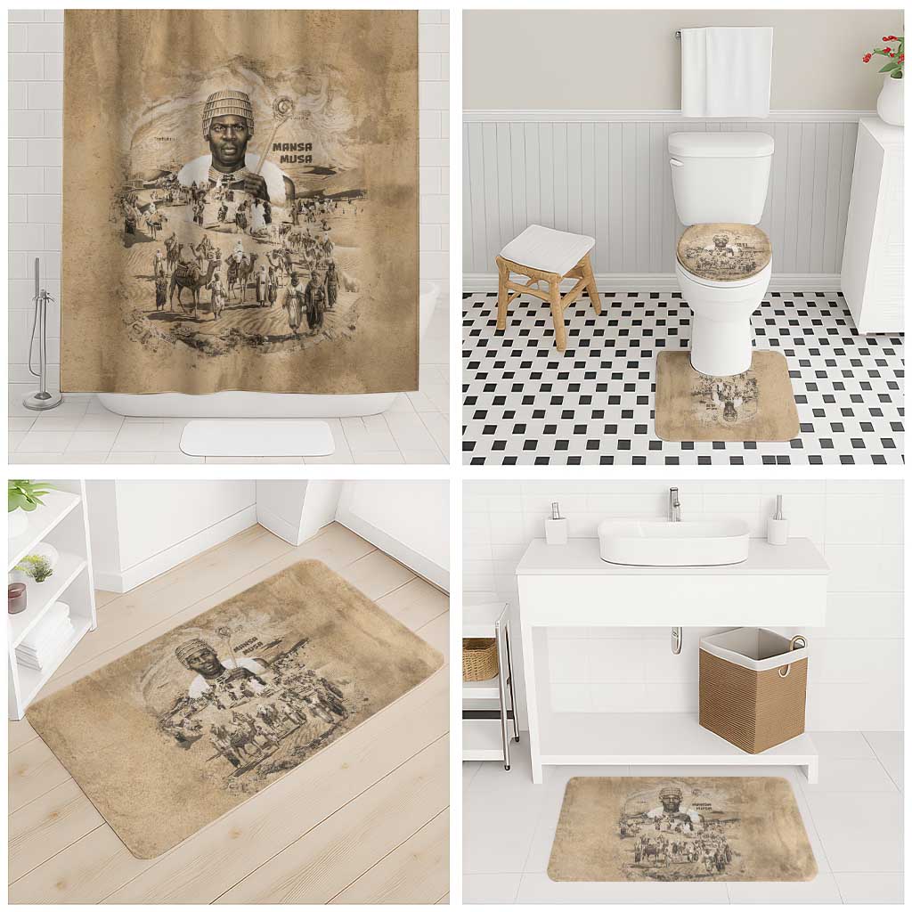 Mansa Musa Bathroom Set Sepia Map Historic Pilgrimage Empire Expedition 1324 African Royalty Legacy - Wonder Print Shop