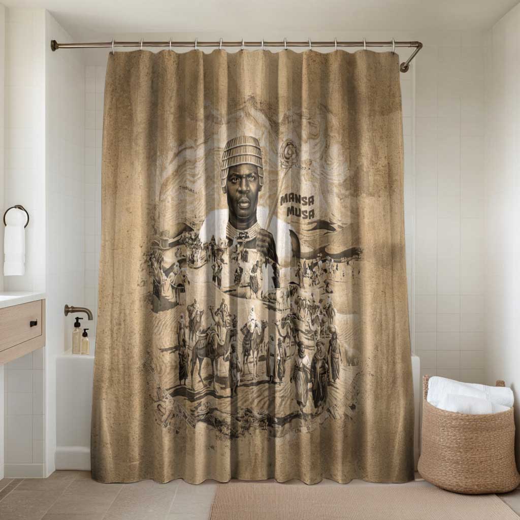 Mansa Musa Bathroom Set Sepia Map Historic Pilgrimage Empire Expedition 1324 African Royalty Legacy - Wonder Print Shop
