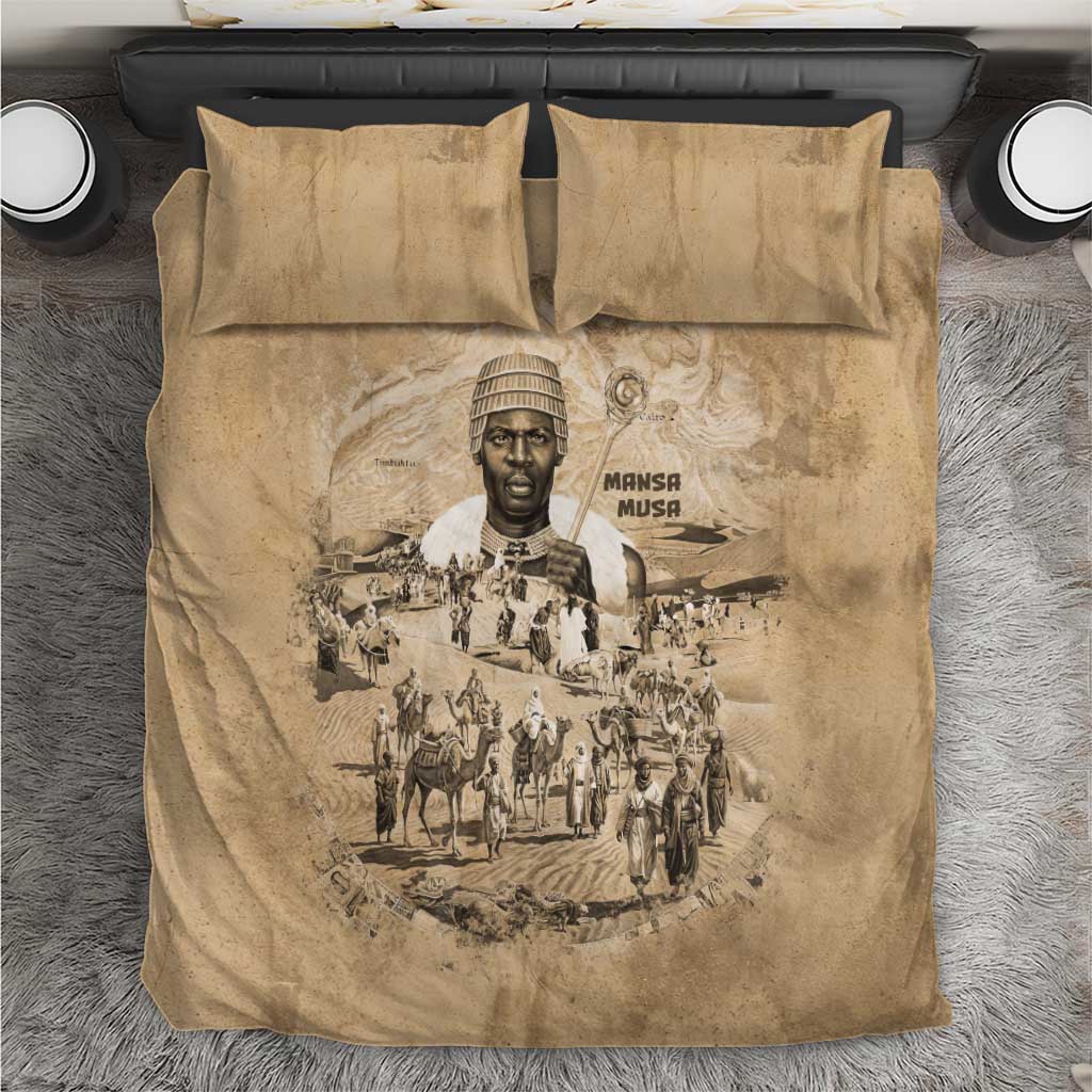 Mansa Musa Bedding Set Sepia Map Historic Pilgrimage Empire Expedition 1324 African Royalty Legacy - Wonder Print Shop