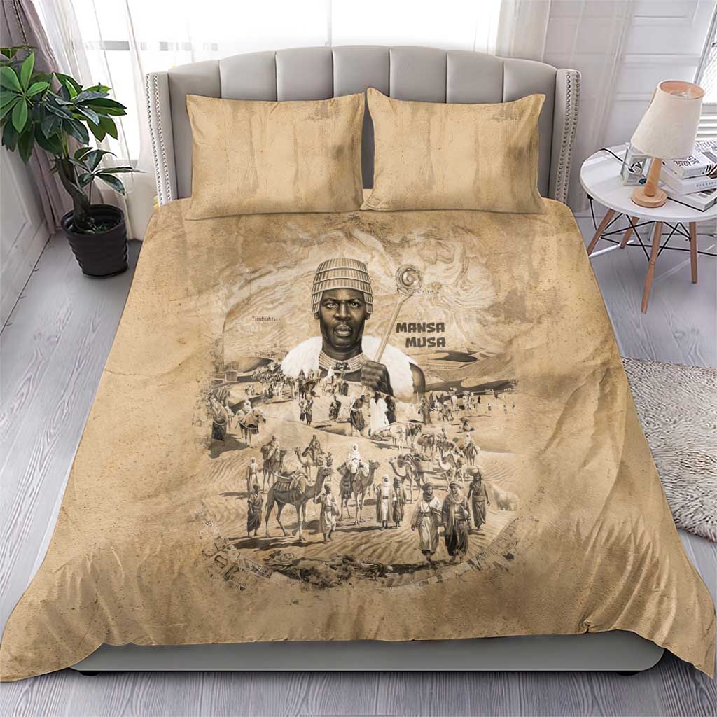 Mansa Musa Bedding Set Sepia Map Historic Pilgrimage Empire Expedition 1324 African Royalty Legacy - Wonder Print Shop