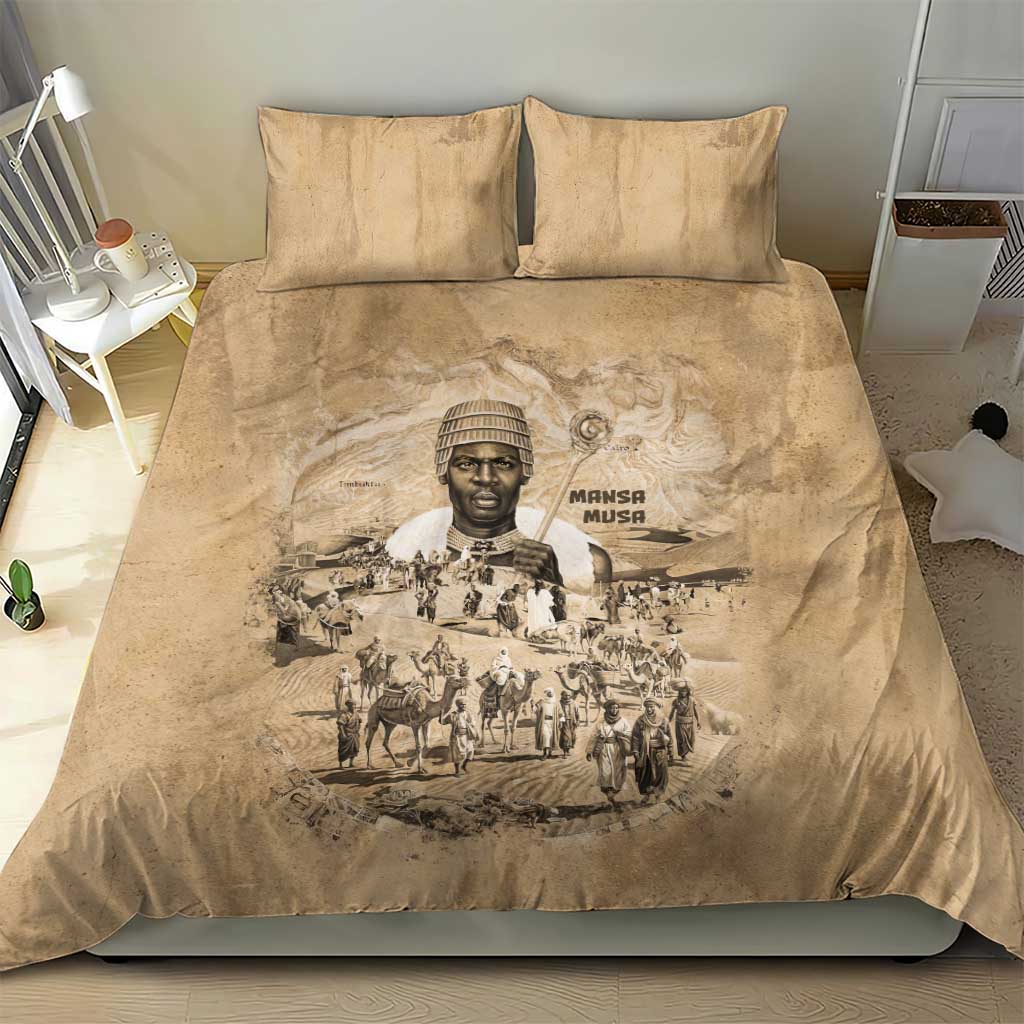 Mansa Musa Bedding Set Sepia Map Historic Pilgrimage Empire Expedition 1324 African Royalty Legacy - Wonder Print Shop